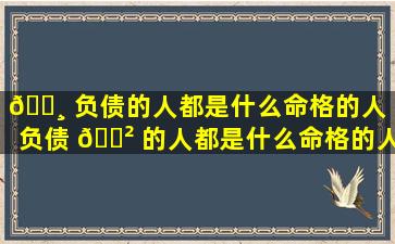 🌸 负债的人都是什么命格的人「负债 🌲 的人都是什么命格的人呢」